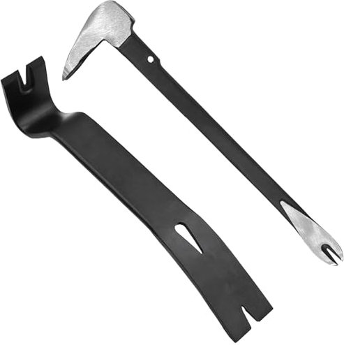 WEDO 2-Piece Pry Bar Set, 10 Nail Puller Cats Paw Pry Bar High Carbon Steel, 10 Flat Bar Pry Bar CRV,Utility Claw Bar Tool for Home Remolding,Woodworking