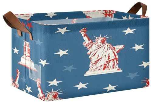 Mnsruu The Statue of Liberty Große Aufbewahrungskörbe für Regale, Schrank-Organizer, Aufbewahrungsbehälter mit Griffen für die Organisation zu Hause, dekorative faltbare Körbe
