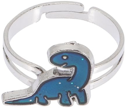 WRITWAA Stimmungsring Für Kinder Mit Dinosaurier Design Offener Farbwechselring Aus Zinklegierung Verstellbar Schmuck Für Geburtstag Und Feiertage
