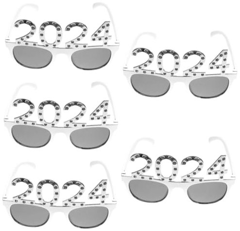 Garneck 5St 2024 Brille Kinder ferngläser kinderferngläser Frohes neues Jahr Dekorationen 2024 Brille für das Jahr 2024 Plastik schnapsgläser Brillen Neujahrsbrille Leistungsrequisiten STK