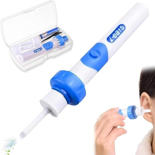 Limpiador de Oídos Eléctrico, Q Grips Quitar Cerumen, LED limpiador eléctrico de oídos, eliminación de cera de oídos con 2 cabezales de repuesto de silicona, para Adultos Niños