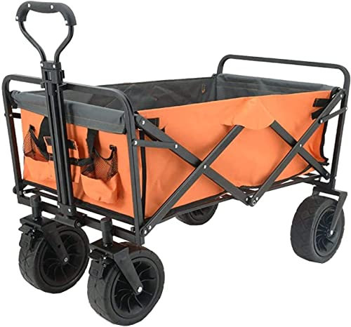 HUIBBGO Tragbarer Gartenwagen, Strandwagen, Klappwagen für den Außenbereich, Doppelbremse, Campinganhänger, Verstellbarer Hebel, Tragkraft 100 kg