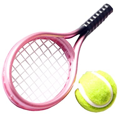 Toyvian De Raqueta De Tenis Mini Pelota De Tenis Diseño Decorativo para Mini Casa Color Aleatorio Adorno y Juguete