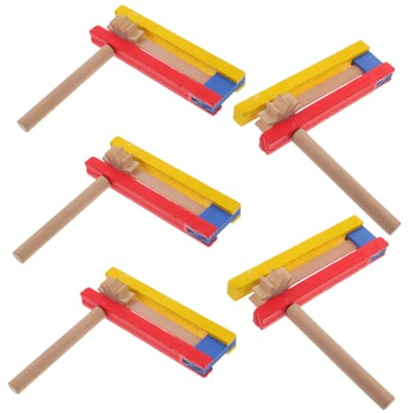 CHICAMPERA Set Da 5 Pezzi Di Grogger Rotanti in Legno, Sonaglio Cricchetto Per Rumore Mexicanas, Strumento Percussione Autorotante Per Feste, Sport e Riunioni Familiari