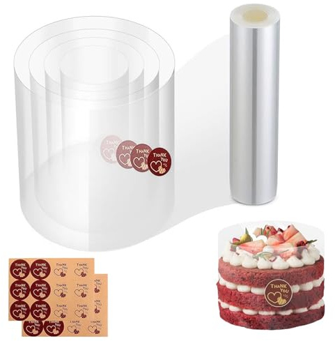 Tortenrandfolie 30cm hoch Transparent Tortenfolie Acetat Folie Wiederverwendbar Tortenring Folie 5m tortenfolie für Tortendeko Schokolade Mousse Kuchen Dessertringe (30cm Hoch)