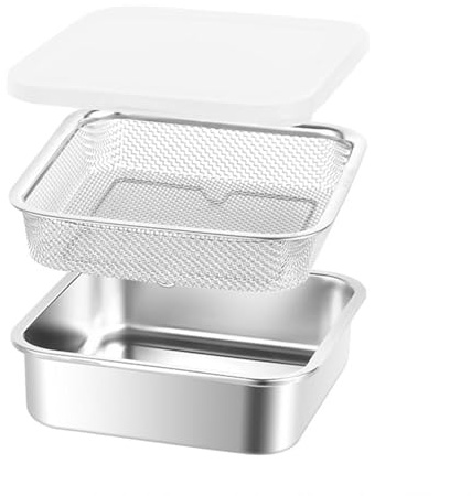 KiBcsLic Küchensiebschüssel, Edelstahl-Nudelsieb, Siebschüssel mit verstärktem Rahmen, Rührschüsseln, Küchensieb-Abtropfhilfe zum Abtropfen von Nudeln, Waschen von Gemüse, Obst und Reis, 1500 ML