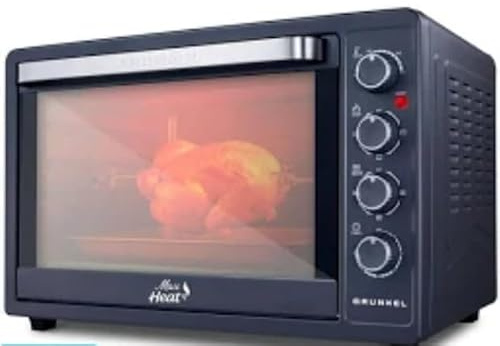 GRUNKEL - Horno Eléctrico con Convección de 63L 2200W | Capacidad Amplia | Resistencia en M | Temperatura 100–230 °C | Doble Cristal | Temporizador 60 Min | Acero Inoxidable | Luz Independiente