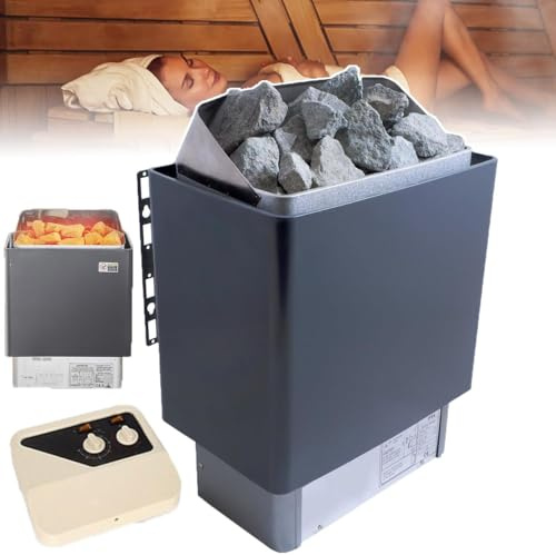 Elektrisk bastuugn, 3-9 kW basturumsutrustning, med extern styrenhet, tidskontroll 0-3 timmar, temperaturjustering 0-110 °C, 220 V/380 V for hemmabruk och kommersiellt bruk(380V,4.5KW)