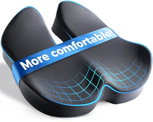 Niceeday Seat Cushion for Office Chair & Car - Premium Memory Foam with Ergonomic U-Shape Design - Enhanced Comfort for Tailbone & Hip Support, Non-Slip Base & Machine Washable Cover-Grey