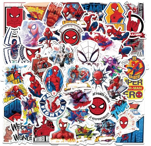 100PCS Cartoon Anime Style Stickers Pack,Vinyl Waterproof Decals, Cute Spidderman Movie Character Decals for Water Bottles, School Rewards, Laptop Skateboard Phone Guitar Case Decor