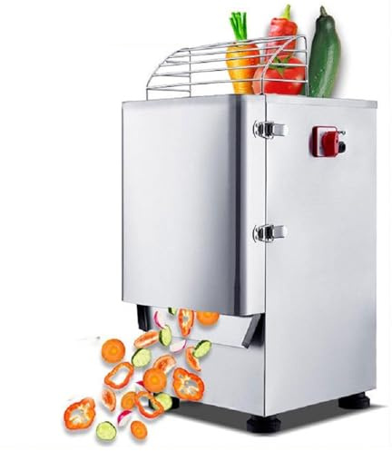 BDJSN Affettatrice Commerciale, 200 kg/h, 1100 W, Tagliaverdure E Frutta Automatica in Acciaio Inox, Regolazione dello Spessore delle Fette da 2 a 6 Mm, Doppie Entrate di Alimentazione