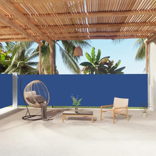 Toldo lateral extensible, toldo lateral extensible, azul, 160 x 1000 cm, para balcón, piscina, terraza