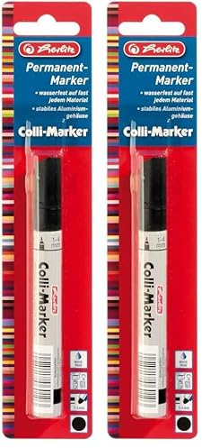 Herlitz Permanentmarker, 1-4 mm, schwarz (Packung mit 2)