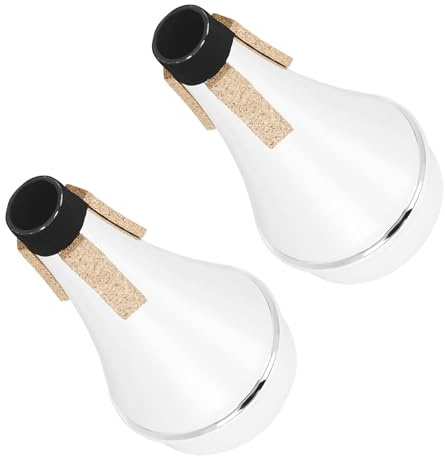 Healeved 2Pcs Trumpet Mute ABS Plastic Small Cup Mute for Beginners and, Lightweight Silver Practice Silencer for Quiet Apartment Use