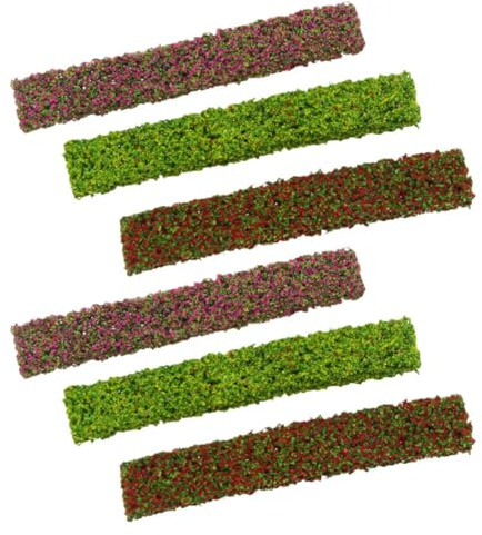 Kichvoe 6 Piezas de Arbustos Miniatura Artificiales Estáticos, Modelo de Arbustos Verdes y Flores Rojas, Amarillas y Púrpuras, 10 Cm para Escenario de Tren y Dioramas de Paisaje Detallado