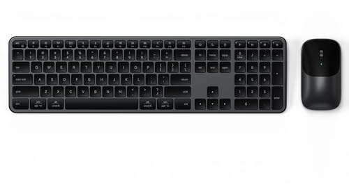 SATECHI Combo Teclado y Ratón Inalámbrico Slim CEX3, QWERTY US, Negro | Distribución Americana, teclado de tamaño completo, Bluetooth multi-dispositivo, receptor USB-C, para Mac, Windows y más