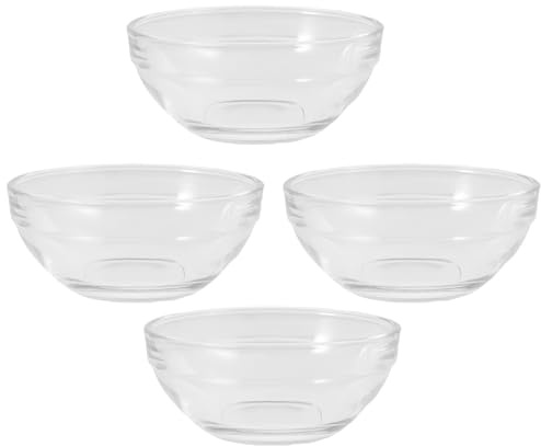 jojofuny Lot de 4 Mini Bols en Verre de 3 Oz Petits Bols à Sauce Empilables à Trempette Polyvalent Faciles à Transporter Cuisine et Restaurants