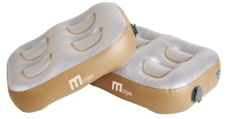AQUALINE MSpa Cushion Set for Inflatable Hot Tub (39 x 30 x 10) cm, 2 Pack Water-Fillable Spa Cushions with Internal Coil Support, Soft PVC Booster Seat & Headrest Pillow, Champagne Gold & Pearl