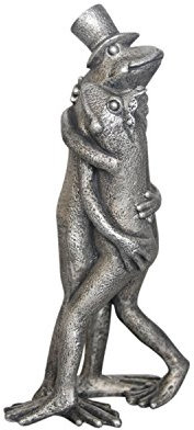 Resin Frog Garden Statue - Indoor Outdoor Figurine for Patio or Shelf, Living Room or Garden Path Placement, Whimsical Home Decor, Romantic Couple Accent – 8, Metallic Silver Finish