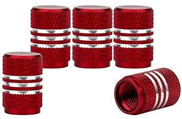 SENZEAL - Tappi per Valvole, Materiale: Lega di Alluminio, Colore: Rosso, 5 Pezzi