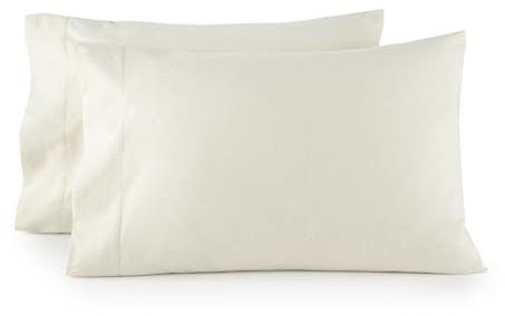 Organic Flannel Pillowcases Standard Set of 2 - Ultra Comfortable 100% GOTS Organic Cotton Pillow Cases Standard Size with Premium Smooth Brushed Finish and Envelope Closure (Natural, Standard)