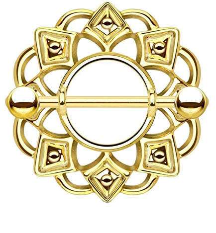 beyoutifulthings Ring TRIBAL Herzen Brustwarzen-Piercing Intim-Piercing Brust-Piercing Edelstahl 14 Karat VERGOLDET Silber ROSÈGOLD 1,6mm 19mm