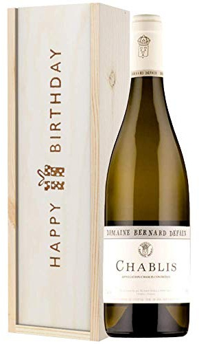 Chablis White Wine Birthday Gift Set In Wooden Box - Birthday Wine Gift Box - 18th Birthday - 21st Birthday - 30th Birthday - 40th Birthday - 50th Birthday - 60th Birthday