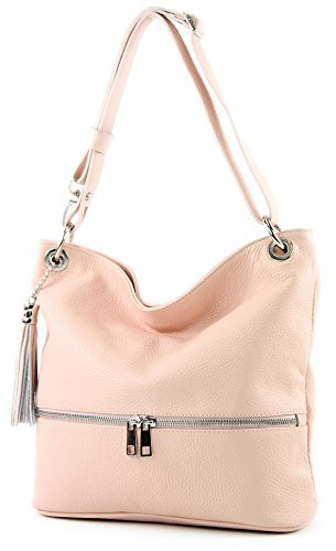 modamoda de - épaule ital/sac à bandoulière en cuir T143, Couleur:Rose