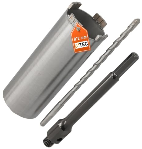 Diamant Bohrkrone Sechskant lang (200mm) Aufnahme und Zentrierbohrer Nutzlänge 180 mm Ø 72 mm Betonbohrkrone Kernbohrer
