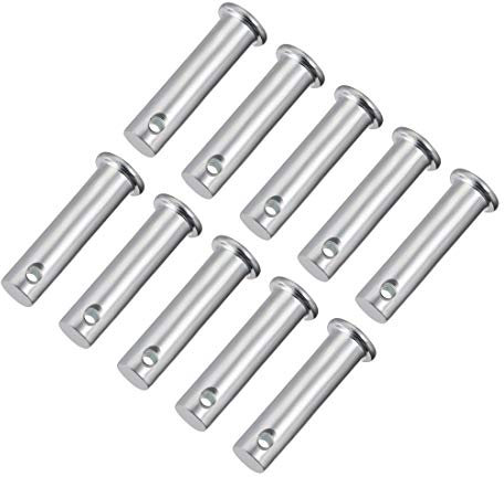 sourcing map 10 Stück Steckbolzen Einloch Gabelbolzen 10mm x 40mm Splintstift Flachkopf verzinkter Stahl Lochbolzen