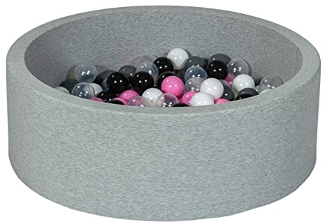 Velinda Piscina Infantil para niños de Bolas Pelotas 150 Piezas (Colores de Bolas: Negro, Blanco, Transparente, Rosa Claro, Gris)