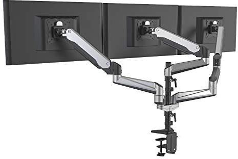 HFTEK - Monitorarm - Triple - Halterung Halter Tischhalterung für 3 Bildschirme von 15 – 27 Zoll mit VESA 75/100 (HF138GS)