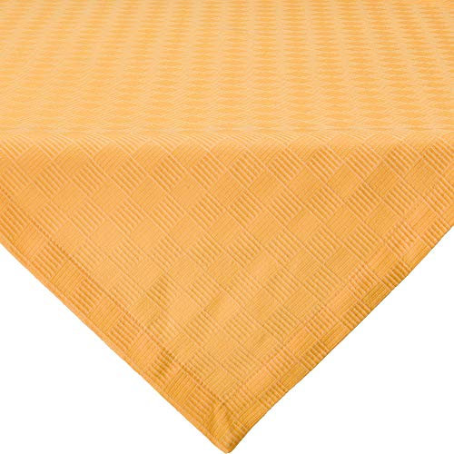 Erwin Müller Tischwäsche, Mitteldecke, Tischdecke Jacquard Karo, Paderborn Mango Größe 80x80 cm - fleckabweisend, schmutzunempfindlich und leicht zu reinigen (weitere Farben, Größen)