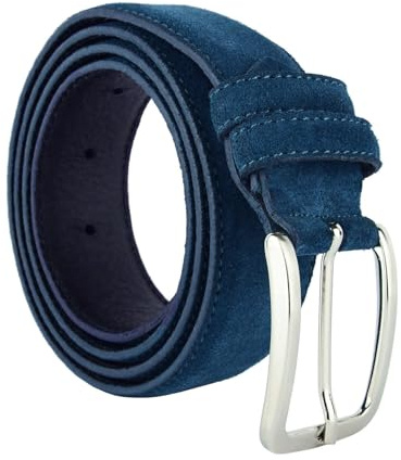 GRESEL Gürtel aus echtem Wildleder für Herren und Damen, Echtleder, Made in Italy, verstellbar, 3,5 cm Breit