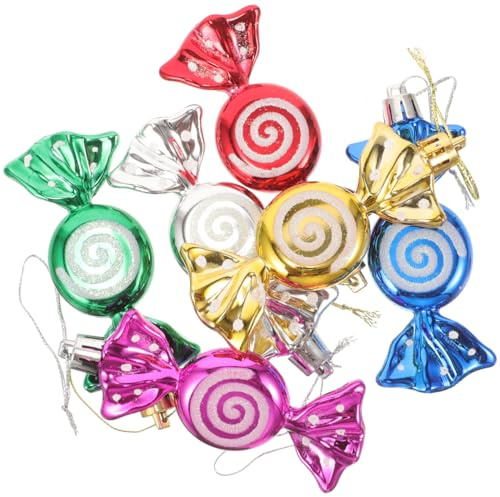 Happyyami 12pcs Sweets Candy Ornaments Christmas Tree Hanging Decorations | Sweet Shaped Baubles Balls For Xmas Tree Wedding Birthday Party Decor Holiday Displays Home Decor, DIY Crafts, Assorted Color