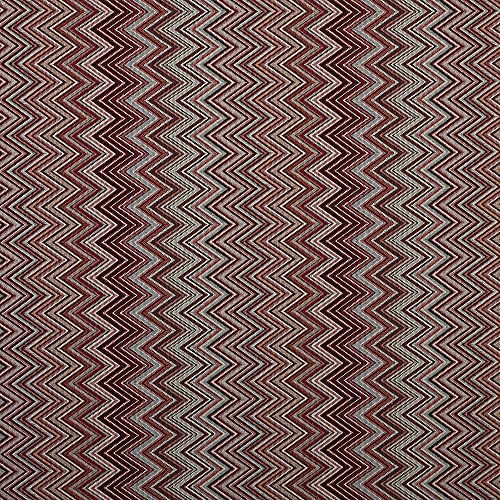 Kt KILOtela - Polsterstoff - Dekostoff - Gobelin Jacquard - Stück: 100 cm Länge x 280 cm Breite | Zickzack - Granat, blau, braun ─ 1 Metre
