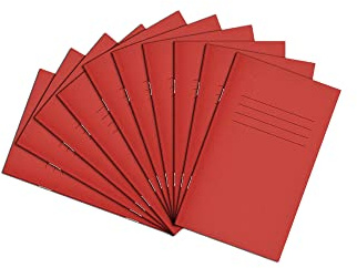 Rhino A6+ Exercise Books, 48-Page / 7mm Lined Paper Notebook, 10-Pack, Writing Book, Office & School Stationery Supplies, Red