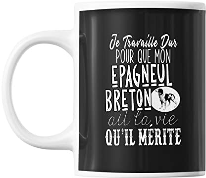 Planetee Mug Epagneul Breton Je travaille dur