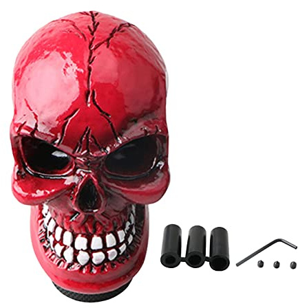 Luckxing Schalthebel Schaltknauf Mit 3 Adaptern 8mm 10mm 12mm, Schädel Schaltknüppel Skull Totenkopf Gießharz Gear Shifter Knob Mit Schraube, Schlüssel Für Most Manuelles Oder Automatisches Getriebe
