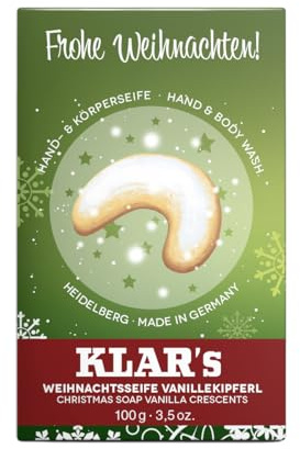 Klar Seifen Weihnachtsseife Vanillekipferl 100g, Cosmos zertifiziert (palmölfrei), geeignet für normale Haut, Seife 11168