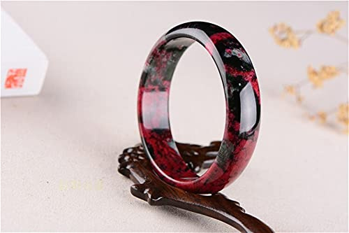 YZDKJ Natürliches Rosa Jade Armreif Armband Rosa Schwarz Blume Edelstein Jade Armband Authentic Jadeite Jade Jade Schmuck Real Jade (Gem Color : 61-62MM)