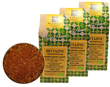 All Orient BIO Tajine Gewürzmischung | 3x 100g | für Couscous, Fleisch, Gemüse | Vegan | Tajine Marokko Baharat | ohne Zusatzstoffe | zuckerfrei | Gewürz Mischung