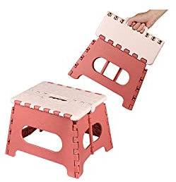 Sbomi Faltbar Küchenhocker Klapptritt Bad-Hocker Klappbar Garten Klappstuhl Klein Kinderfußbank Kindertritt Aufstiegshilfe Waschbecken Für Kinder Erwachsene (18 cm hoch – rot)