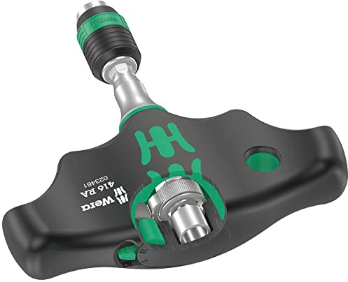 Wera 05023461001 416 RA Destornillador de puntas de mango enT con función de carraca y sistema de cambio rápido Rapidaptor, 1/4, 45 mm, Negro-verde
