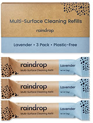 Raindrop Plastic Free Cleaning | 3x Multi-Surface Cleaning Refills | Just Add Water | Kills 99.9% of Germs/Viruses