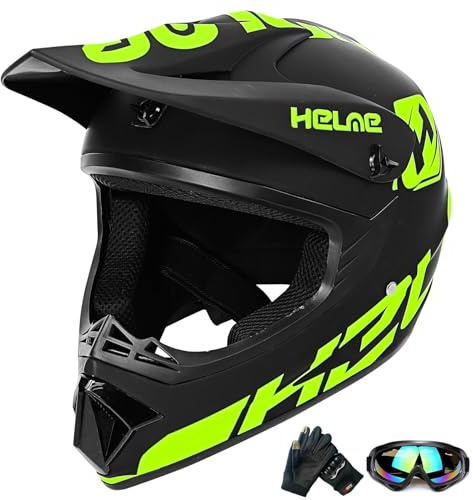 Casque de Motocross pour Les Adolescents, Casque de Vélo pour Les garçons et Les Filles, Casque de Moto personnalisé, Norme ce (Jaune, M)