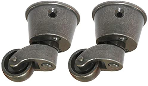 Boxonly 2PCS Swivel Caster Wheels Polished Antique Cup Type Casters Solid Brass High Load Capacity Universal Furniture Castors For Furniture Suits Beds Armchairs Brown