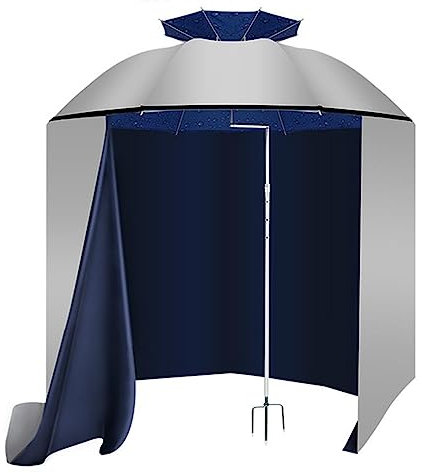 EMENAR Sombrilla Con Inclinación de 2,2m Con Pared Lateral, Toldo de Altura Ajustable Para Camping, Picnic y Pesca