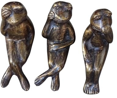 IDYL Bronze-Skulptur 3er Frösche Set