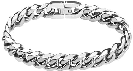 flintronic Armkette Herren Edelstahl, Herren Armband Panzerkette für Männer/Jungen, Schwer Glieder Cuban Link Armband, Armreif Hip Hop Rapper Modeschmuck 19CM Lang/10mm Breit